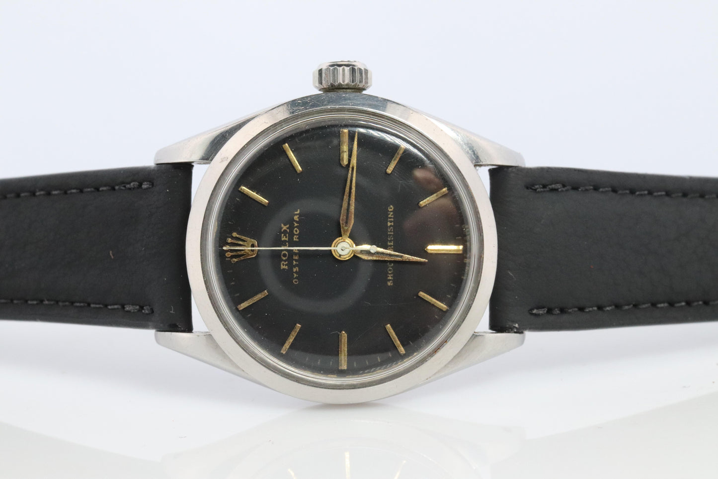 ROLEX Watch. Rolex ref. 6444 Rare Black Dial 1950s Mens Rolex watch.
