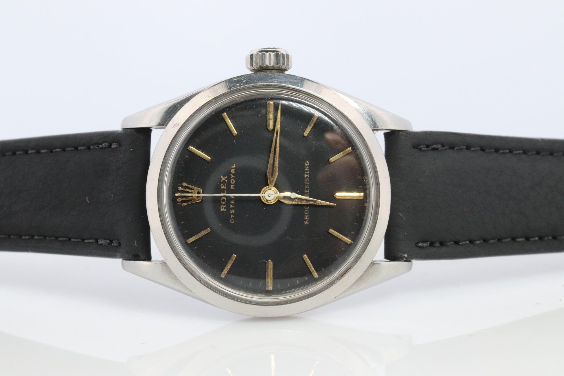 ROLEX Watch. Rolex ref. 6444 Rare Black Dial 1950s Mens Rolex watch.