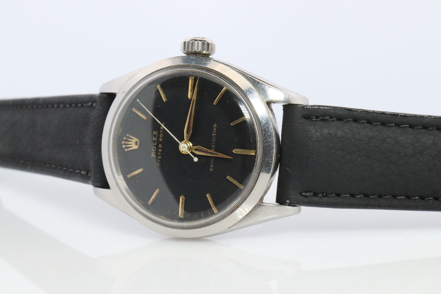 ROLEX Watch. Rolex ref. 6444 Rare Black Dial 1950s Mens Rolex watch.