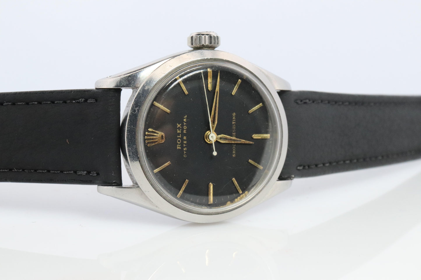 ROLEX Watch. Rolex ref. 6444 Rare Black Dial 1950s Mens Rolex watch.