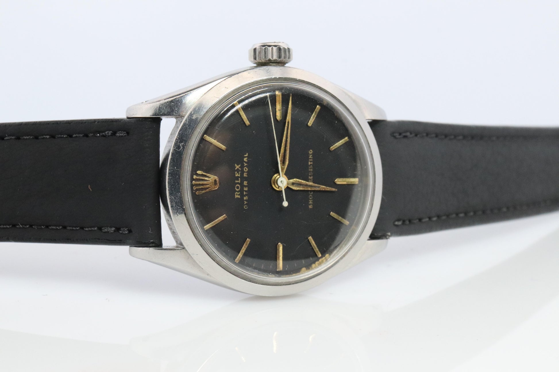 ROLEX Watch. Rolex ref. 6444 Rare Black Dial 1950s Mens Rolex watch.