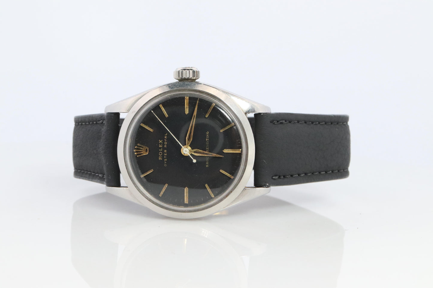 ROLEX Watch. Rolex ref. 6444 Rare Black Dial 1950s Mens Rolex watch.