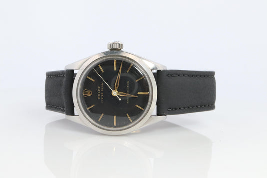 ROLEX Watch. Rolex ref. 6444 Rare Black Dial 1950s Mens Rolex watch.