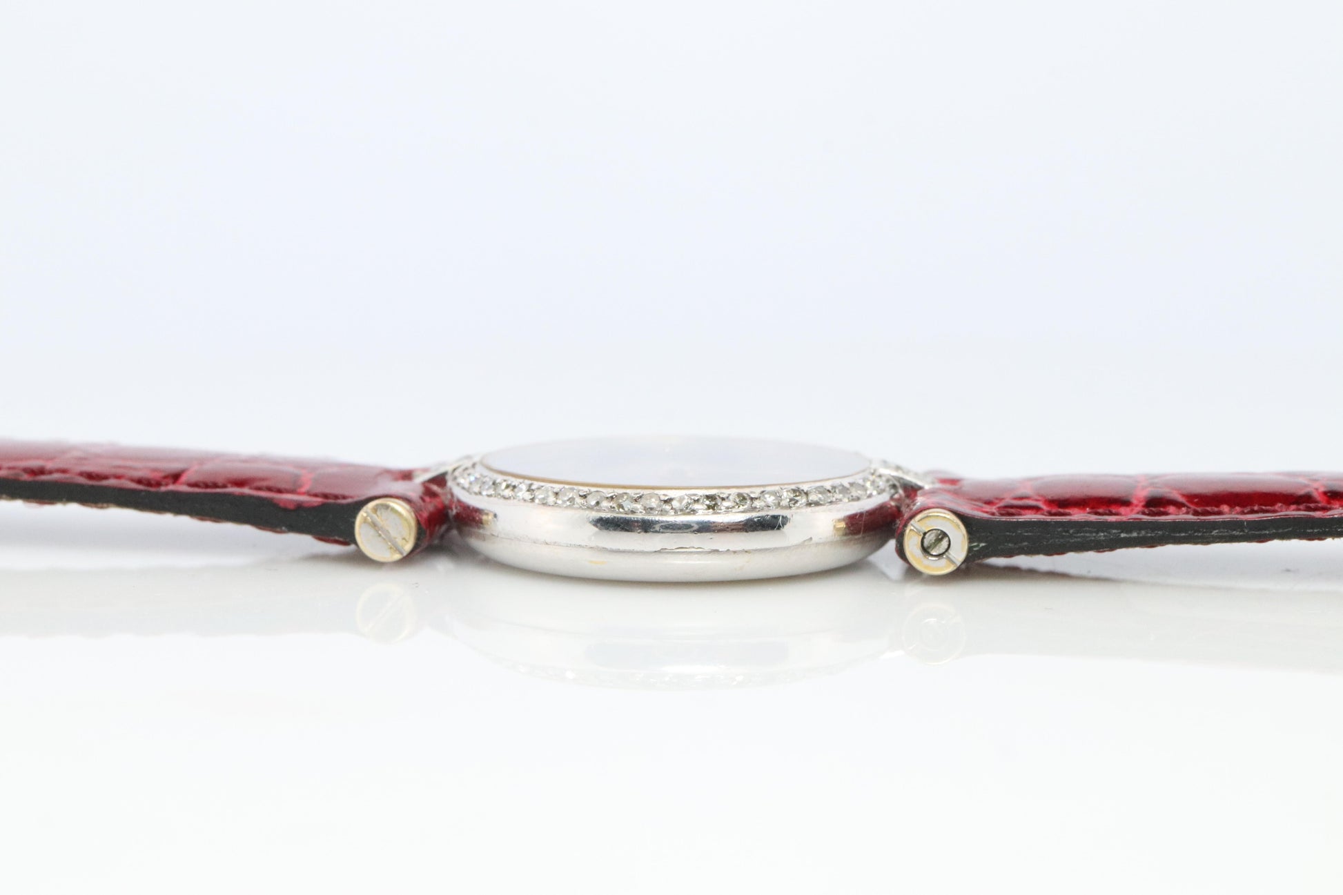 Genuine Cartier Diamond Watch. Must de Cartier Vendome Round Burgundy Dial