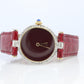 Genuine Cartier Diamond Watch. Must de Cartier Vendome Round Burgundy Dial