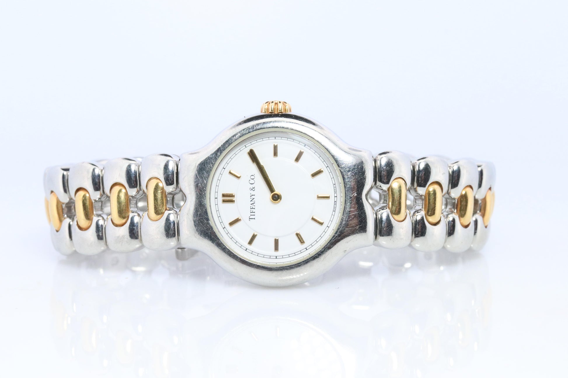 Tiffany and Co Watch. 18k Tiffany Tesoro Stainless Steel Ladies 25mm Wristwatch