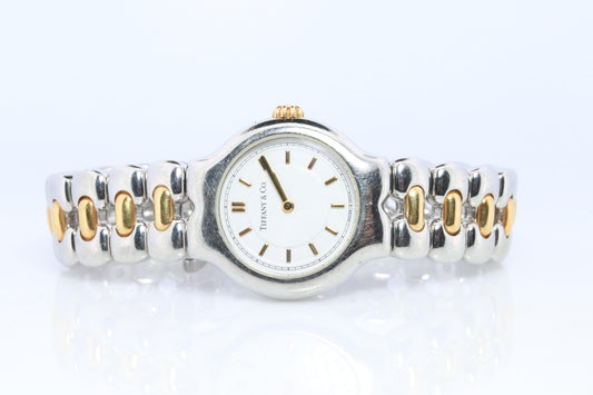 Tiffany and Co Watch. 18k Tiffany Tesoro Stainless Steel Ladies 25mm Wristwatch