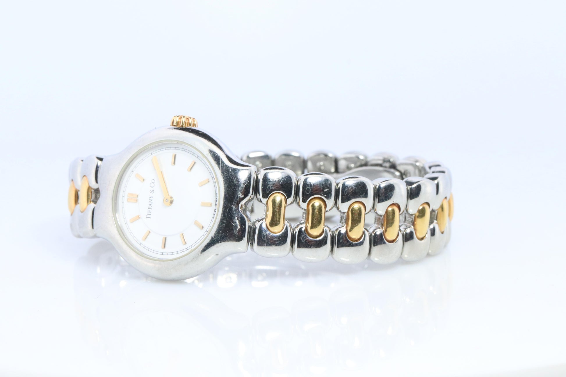 Tiffany and Co Watch. 18k Tiffany Tesoro Stainless Steel Ladies 25mm Wristwatch
