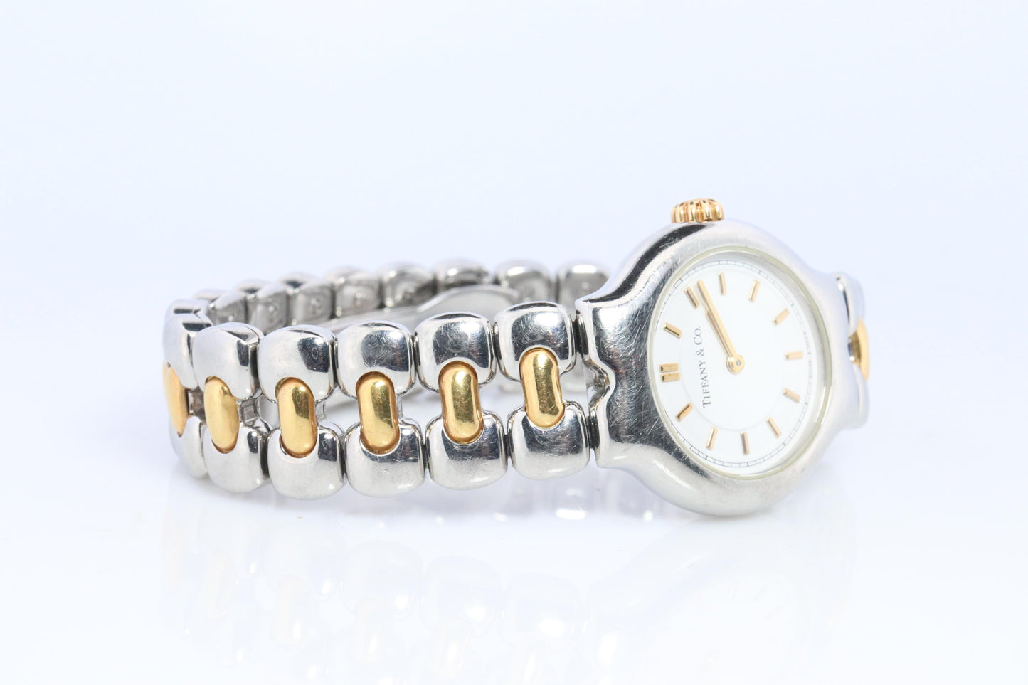 Tiffany and Co Watch. 18k Tiffany Tesoro Stainless Steel Ladies 25mm Wristwatch