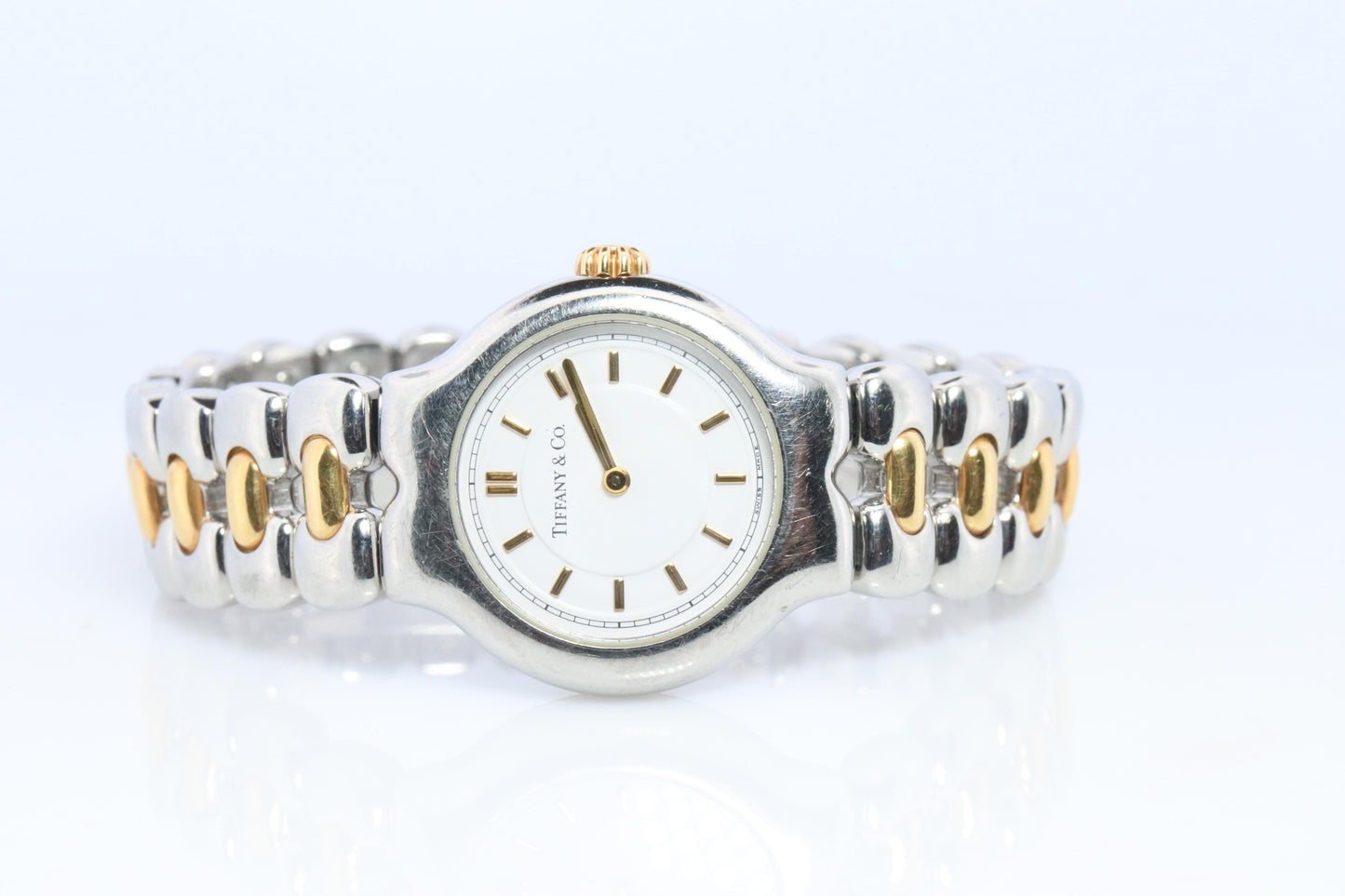 Tiffany and Co Watch. 18k Tiffany Tesoro Stainless Steel Ladies 25mm Wristwatch