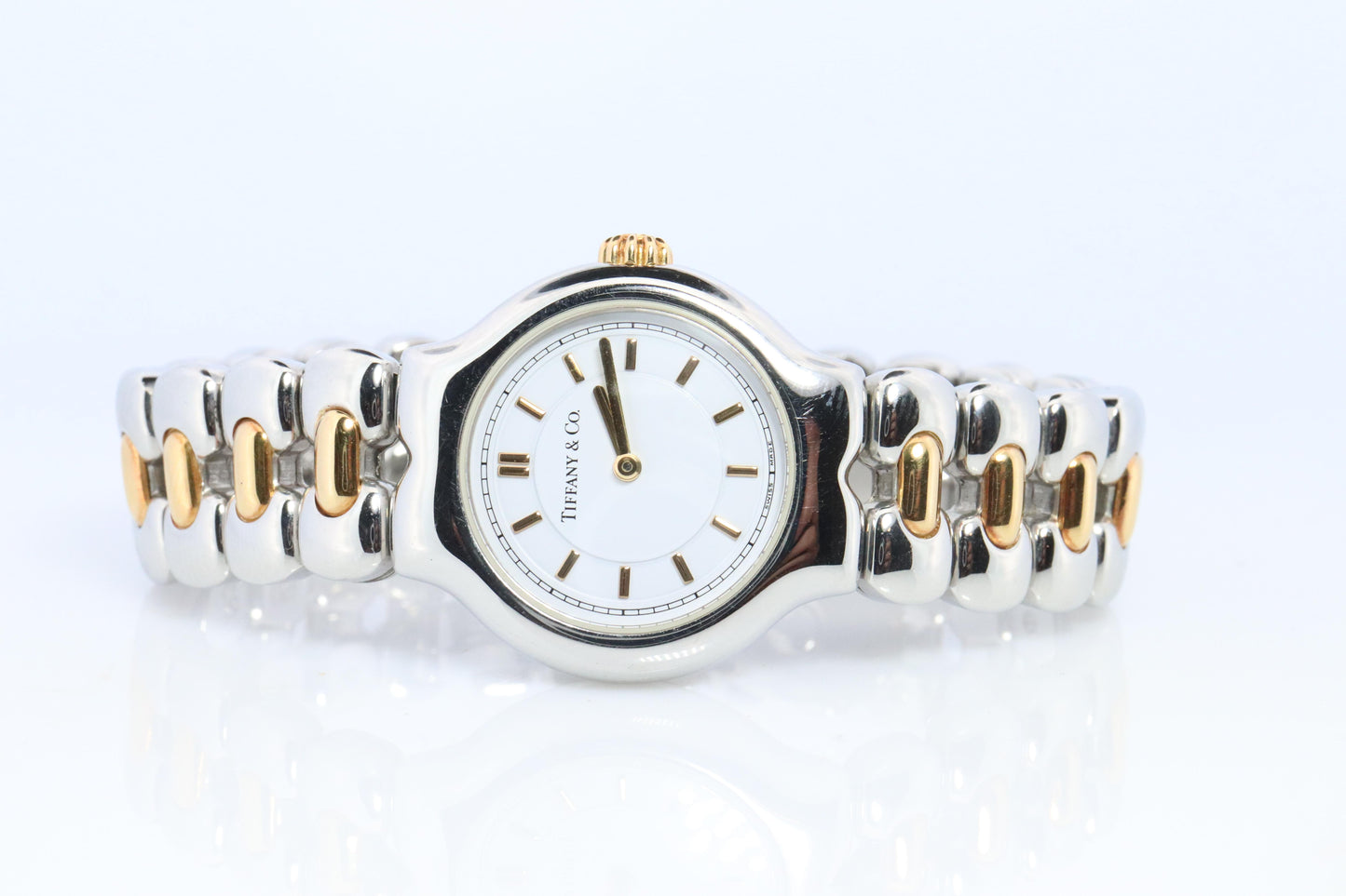 Tiffany and Co Watch. 18k Tiffany Tesoro Stainless Steel Ladies 25mm Wristwatch