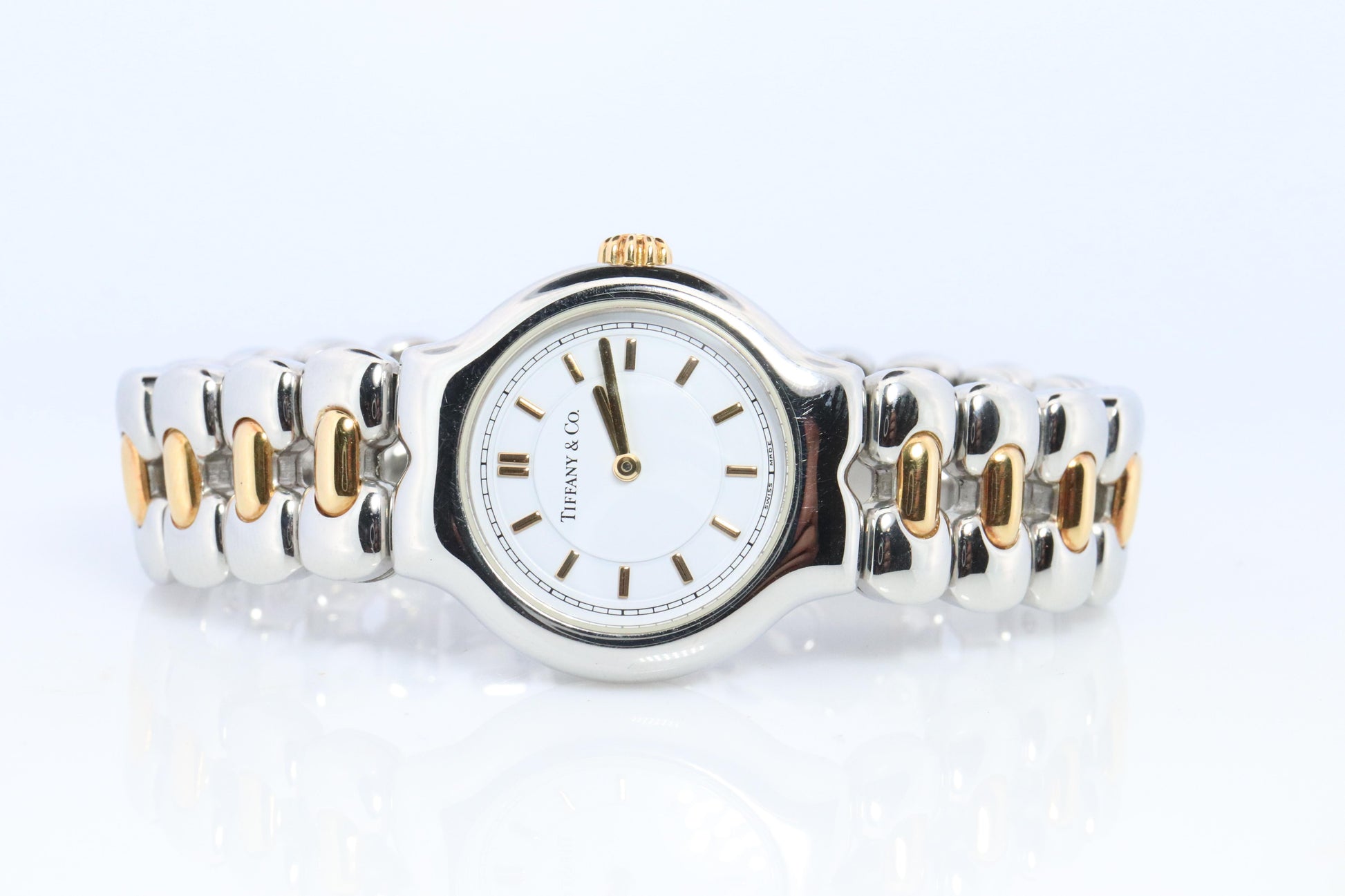Tiffany and Co Watch. 18k Tiffany Tesoro Stainless Steel Ladies 25mm Wristwatch