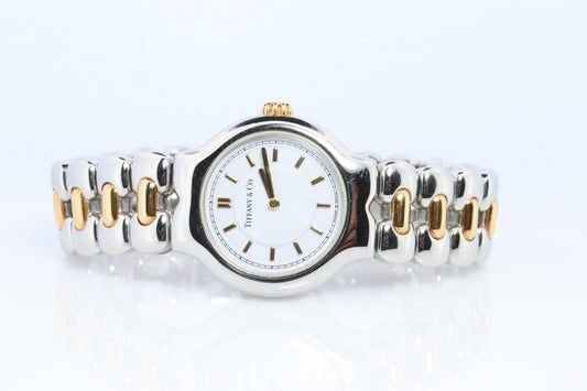 Tiffany and Co Watch. 18k Tiffany Tesoro Stainless Steel Ladies 25mm Wristwatch
