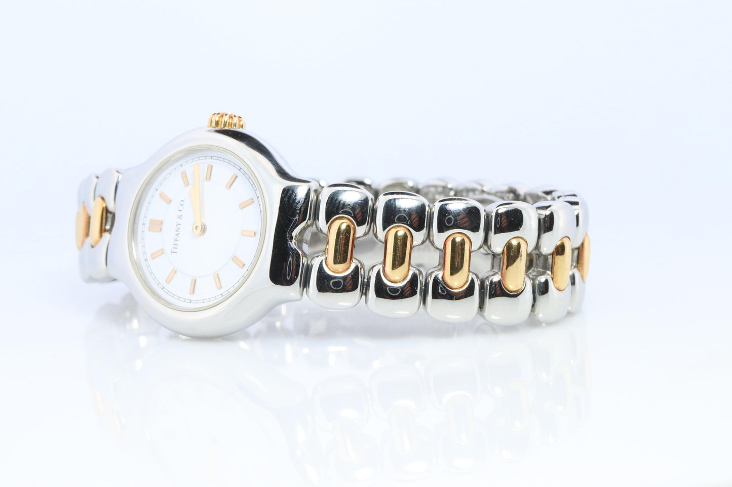Tiffany and Co Watch. 18k Tiffany Tesoro Stainless Steel Ladies 25mm Wristwatch