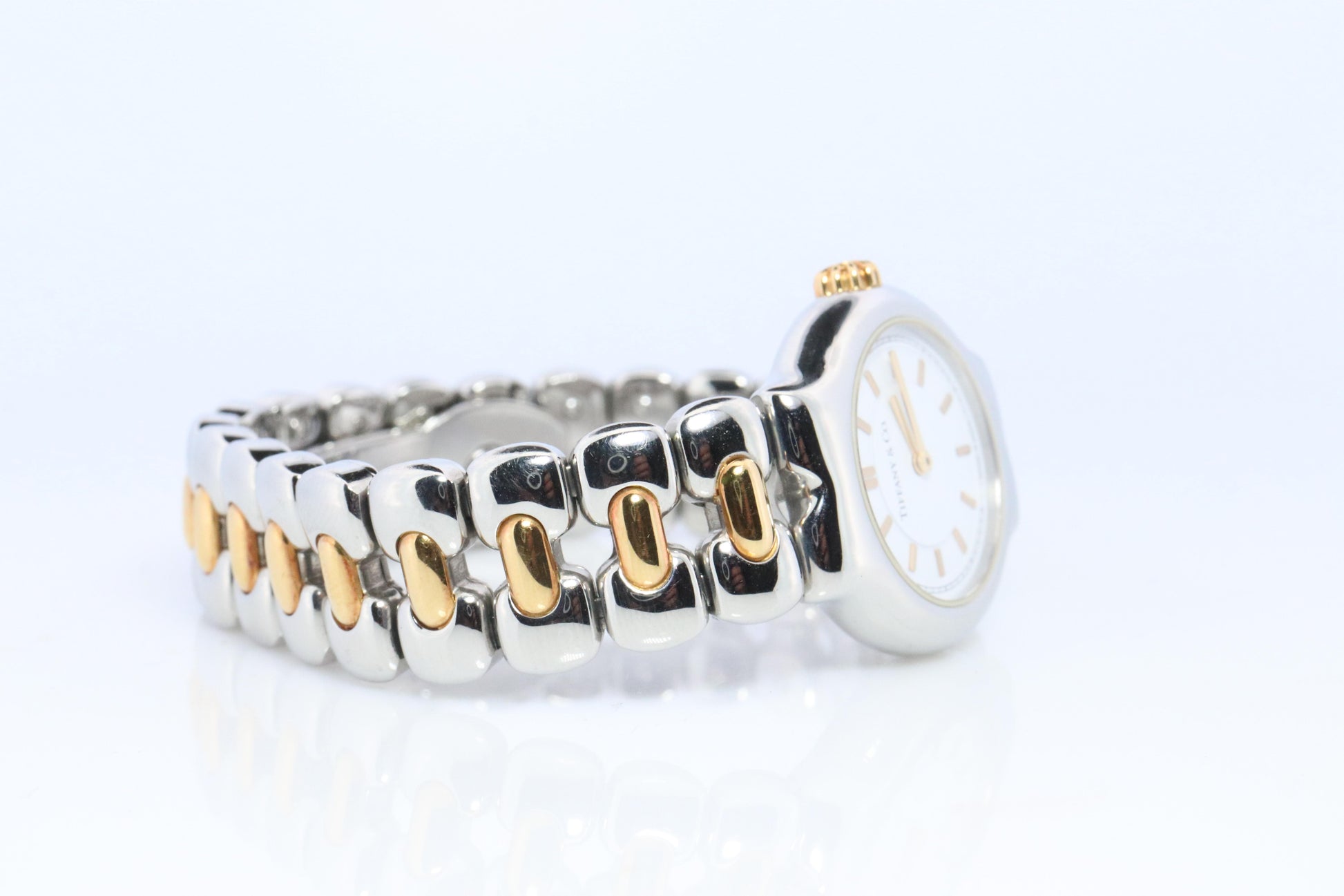 Tiffany and Co Watch. 18k Tiffany Tesoro Stainless Steel Ladies 25mm Wristwatch