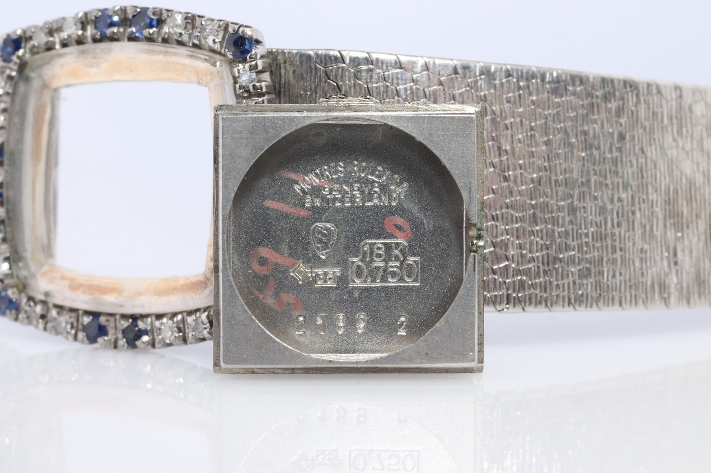 Genuine Diamond Sapphire Rolex Watch. Ladies 18k Rolex 2189 Manual Watch.