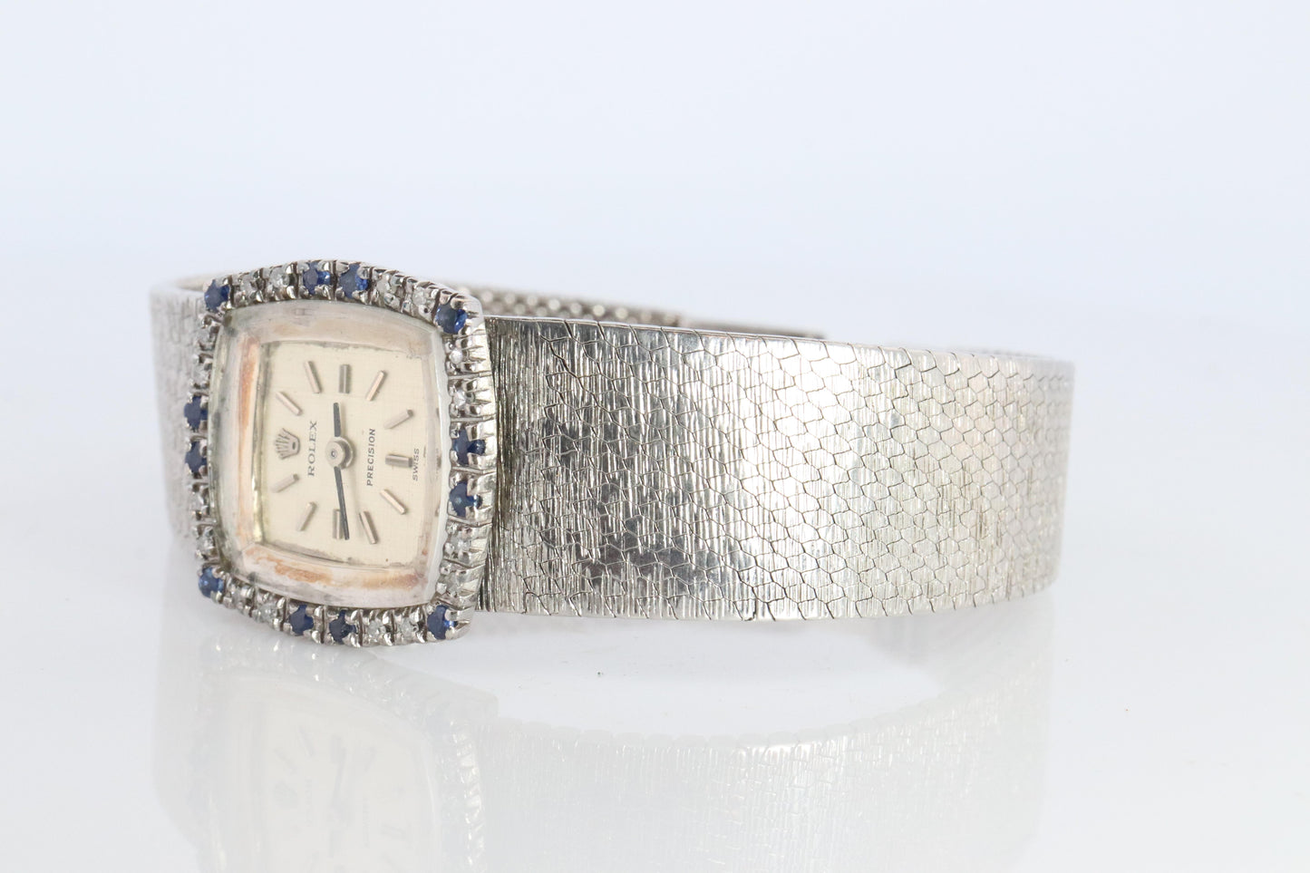 Genuine Diamond Sapphire Rolex Watch. Ladies 18k Rolex 2189 Manual Watch.