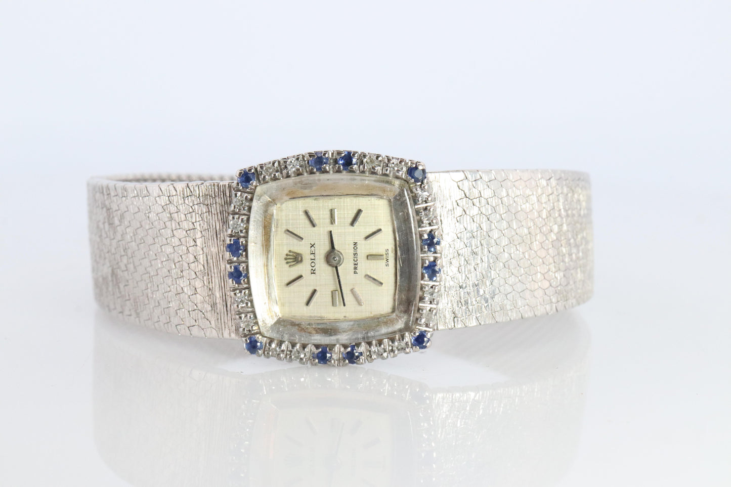 Genuine Diamond Sapphire Rolex Watch. Ladies 18k Rolex 2189 Manual Watch.