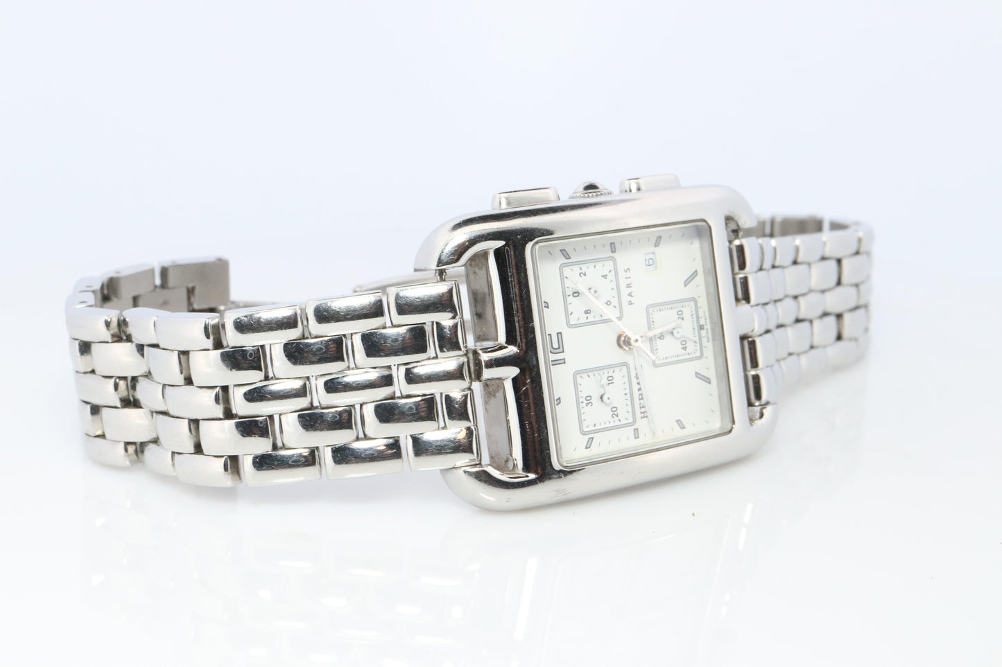 Genuine HERMES CC1.910. Hermes Cape Cod Chrono Stainless Steel Mens Watch.