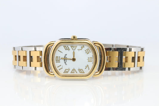 Genuine HERMES RALLYE Stainless Steel 21mm RA1.220 Quartz Watch White.