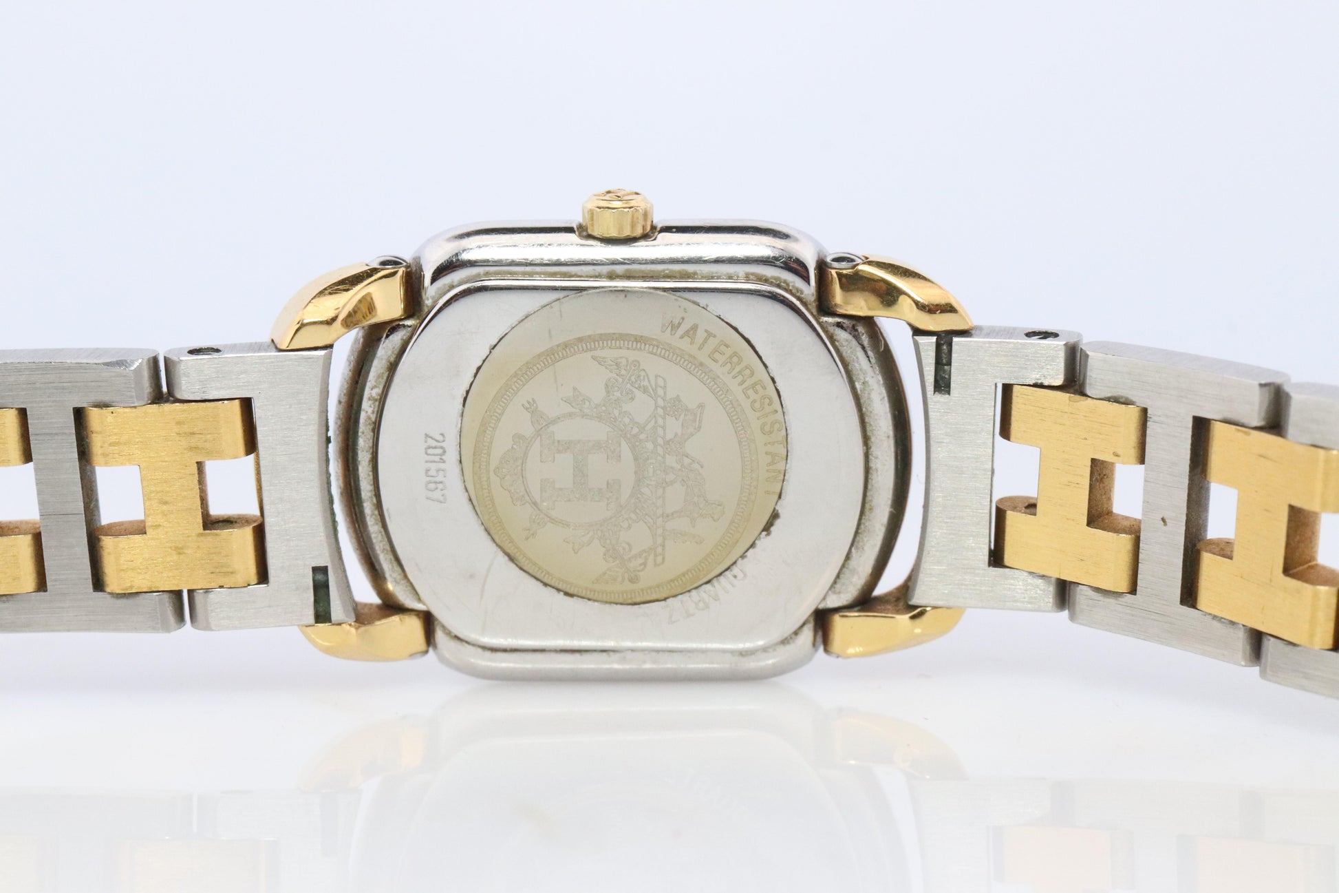 Genuine HERMES RALLYE Stainless Steel 21mm RA1.220 Quartz Watch White.
