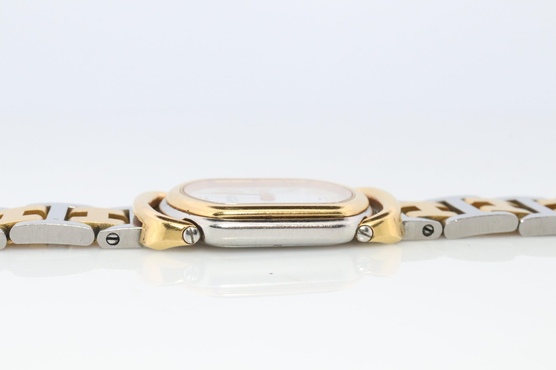 Genuine HERMES RALLYE Stainless Steel 21mm RA1.220 Quartz Watch White.