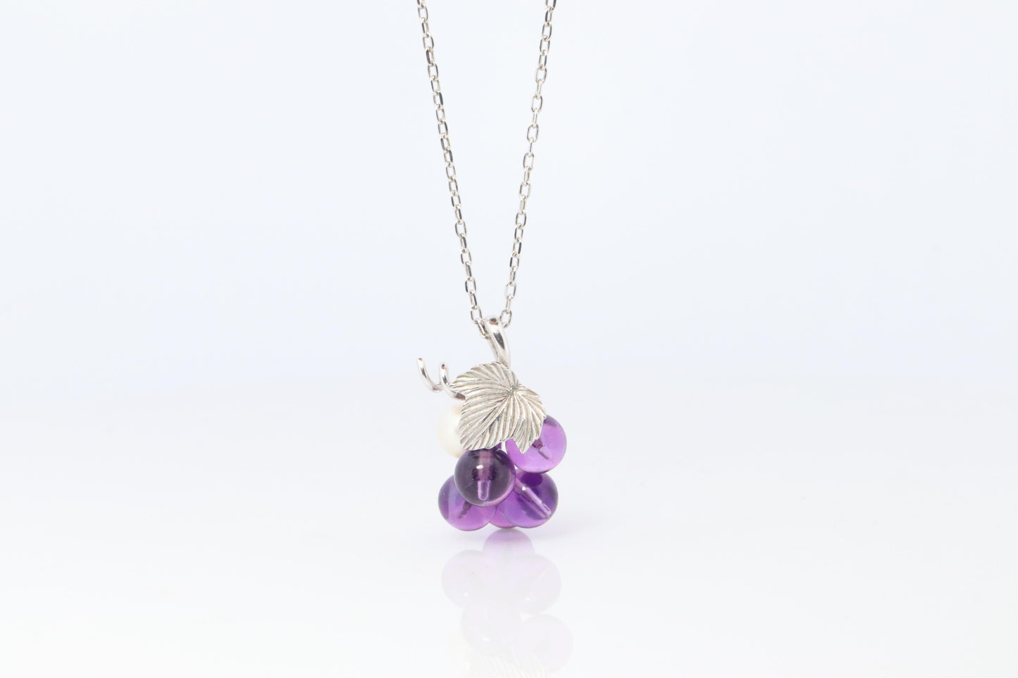 Mikimoto Necklace. Vintage 18k Gold Mikimoto Pearl Amethyst Grape Vine pendant.