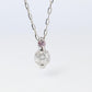 Large PT900 Diamond and Pink accent Pendant. Platinum Pt900 rolo necklace.