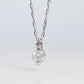 Large PT900 Diamond and Pink accent Pendant. Platinum Pt900 rolo necklace.