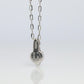 Large PT900 Diamond and Pink accent Pendant. Platinum Pt900 rolo necklace.