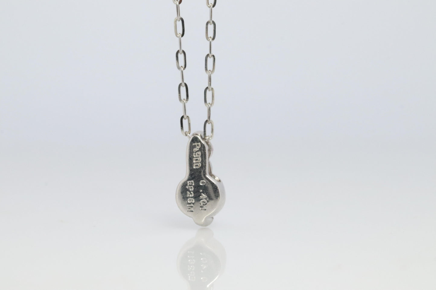 Large PT900 Diamond and Pink accent Pendant. Platinum Pt900 rolo necklace.