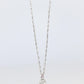 Large PT900 Diamond and Pink accent Pendant. Platinum Pt900 rolo necklace.