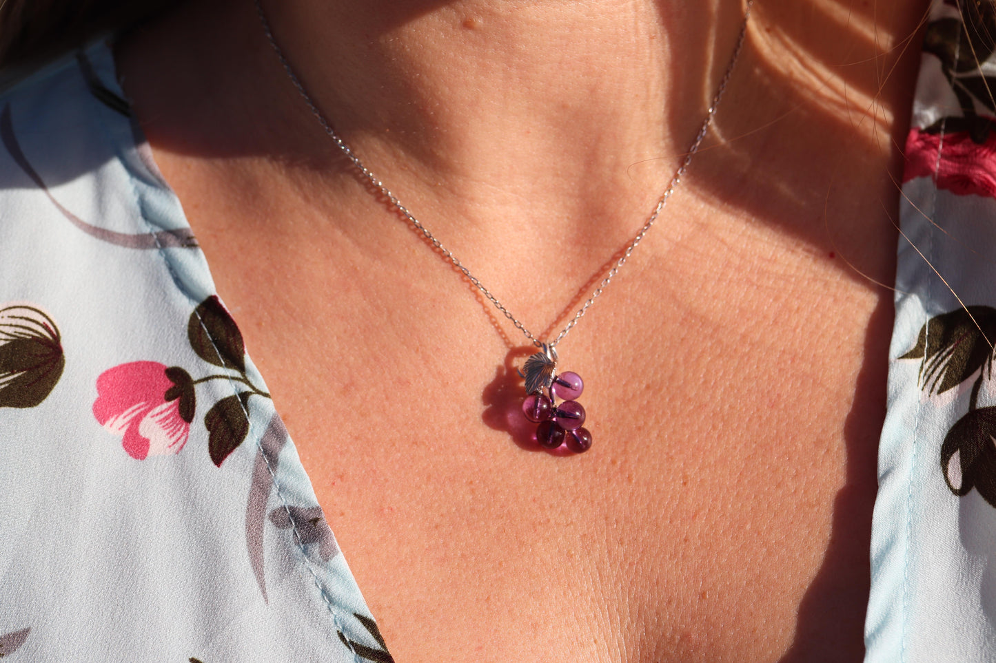 Mikimoto Necklace. Vintage 18k Gold Mikimoto Pearl Amethyst Grape Vine pendant.