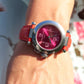 Vintage Cartier PASHA C Automatic 2324. Rare RED Cherry Bordeaux Dial.