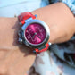 Vintage Cartier PASHA C Automatic 2324. Rare RED Cherry Bordeaux Dial.