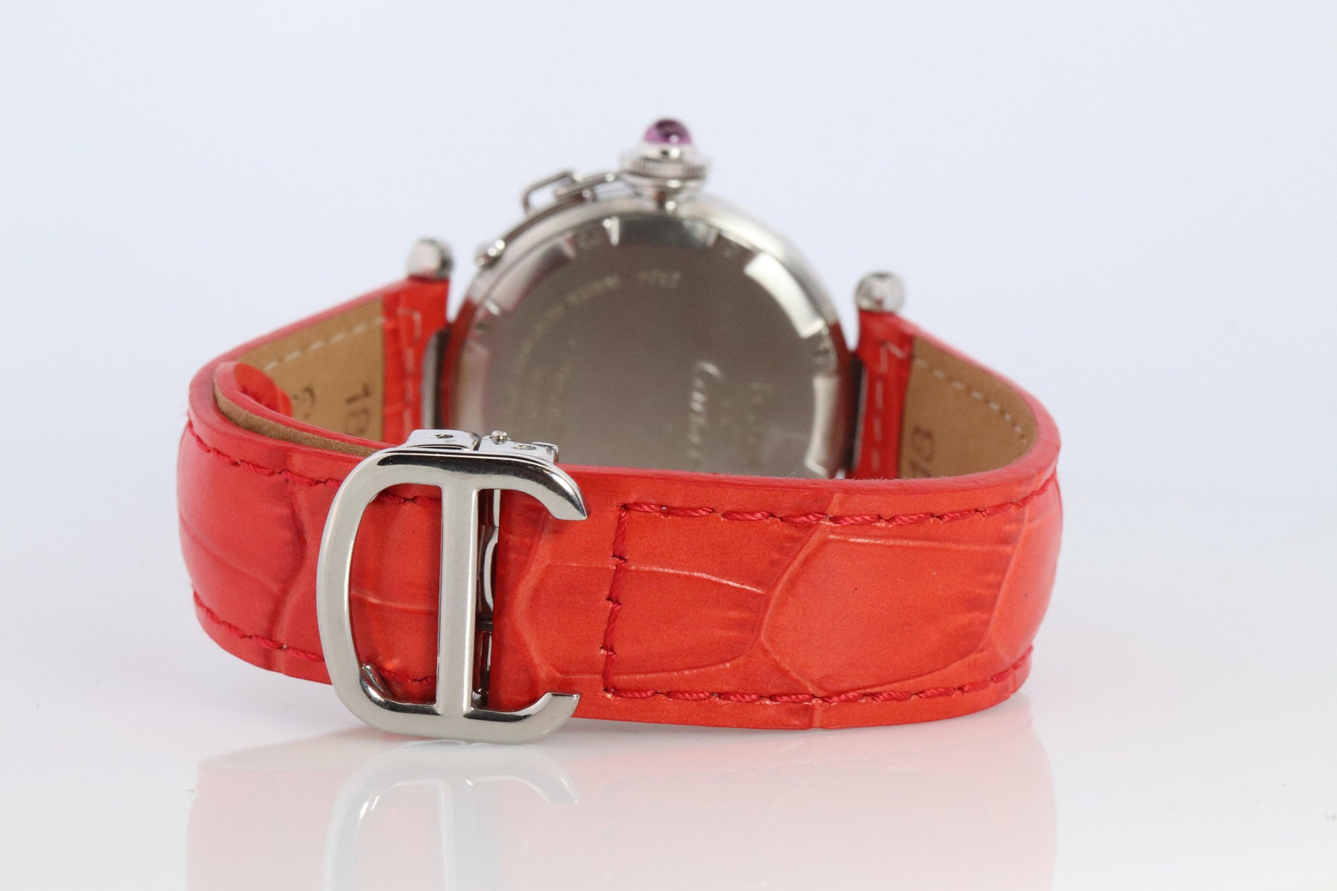 Vintage Cartier PASHA C Automatic 2324. Rare RED Cherry Bordeaux Dial.