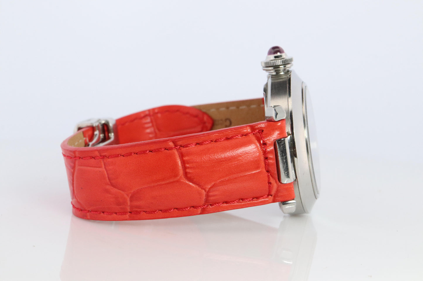 Vintage Cartier PASHA C Automatic 2324. Rare RED Cherry Bordeaux Dial.