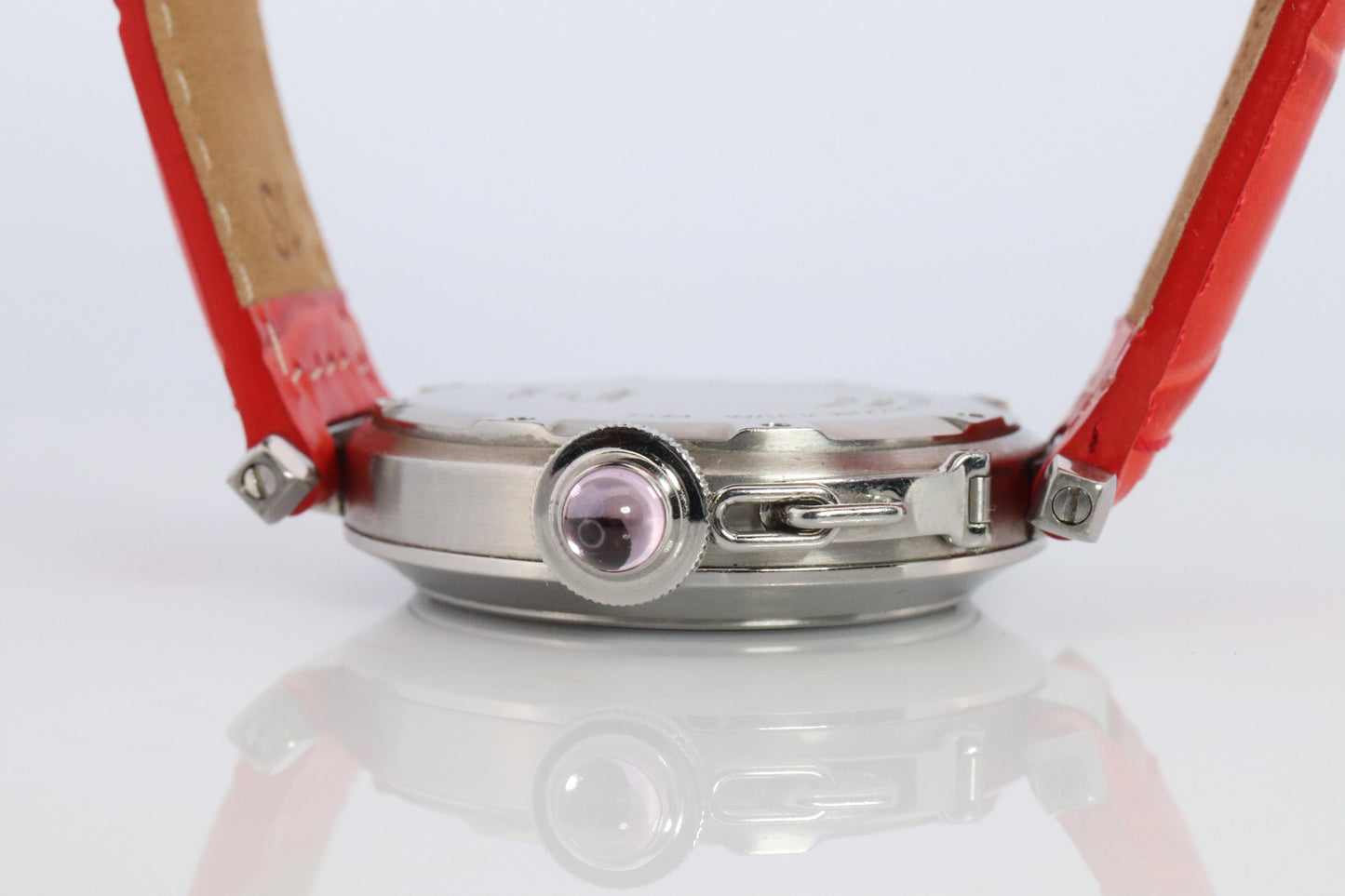 Vintage Cartier PASHA C Automatic 2324. Rare RED Cherry Bordeaux Dial.