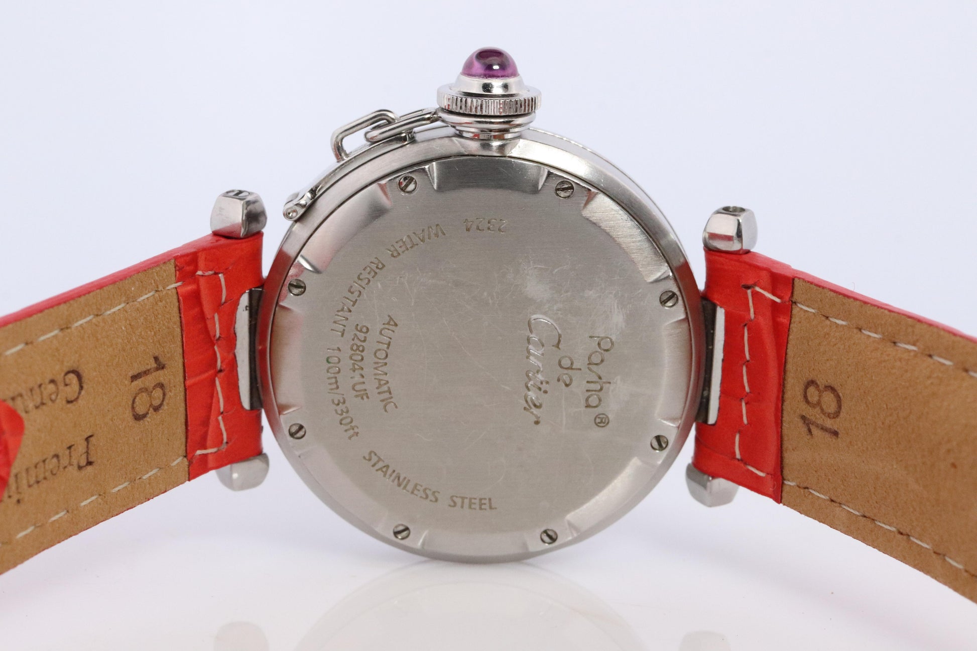 Vintage Cartier PASHA C Automatic 2324. Rare RED Cherry Bordeaux Dial.