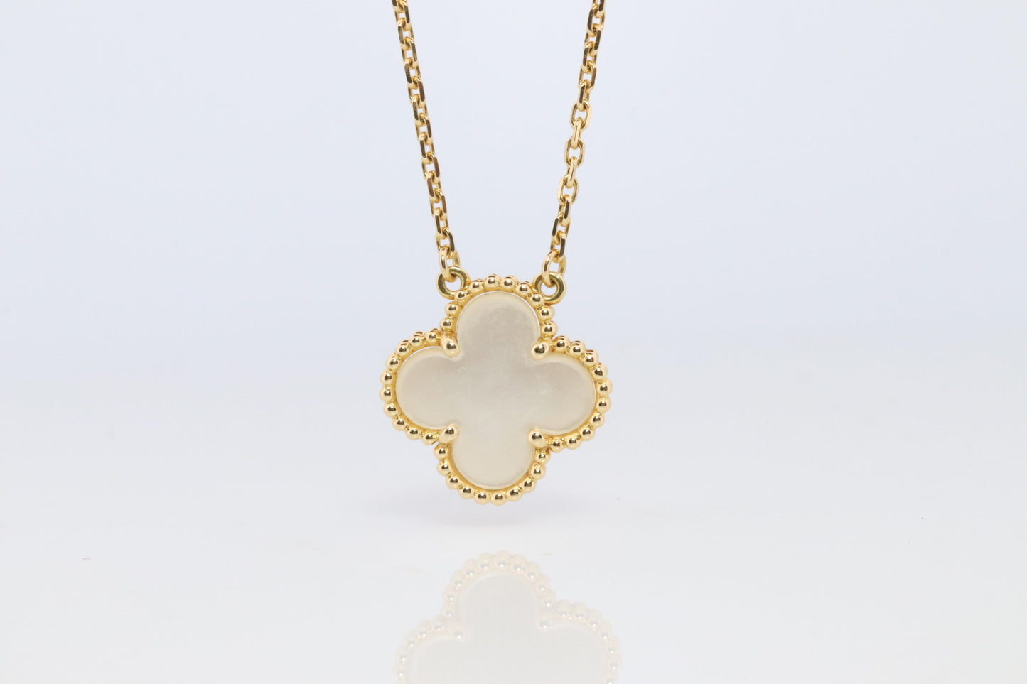 Van Cleef Arpels Alhambra Necklace . Genuine VCA 18k YG Vintage Shell Pendant