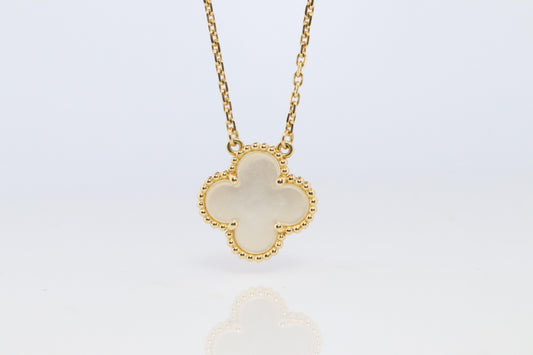 Van Cleef Arpels Alhambra Necklace . Genuine VCA 18k YG Vintage Shell Pendant