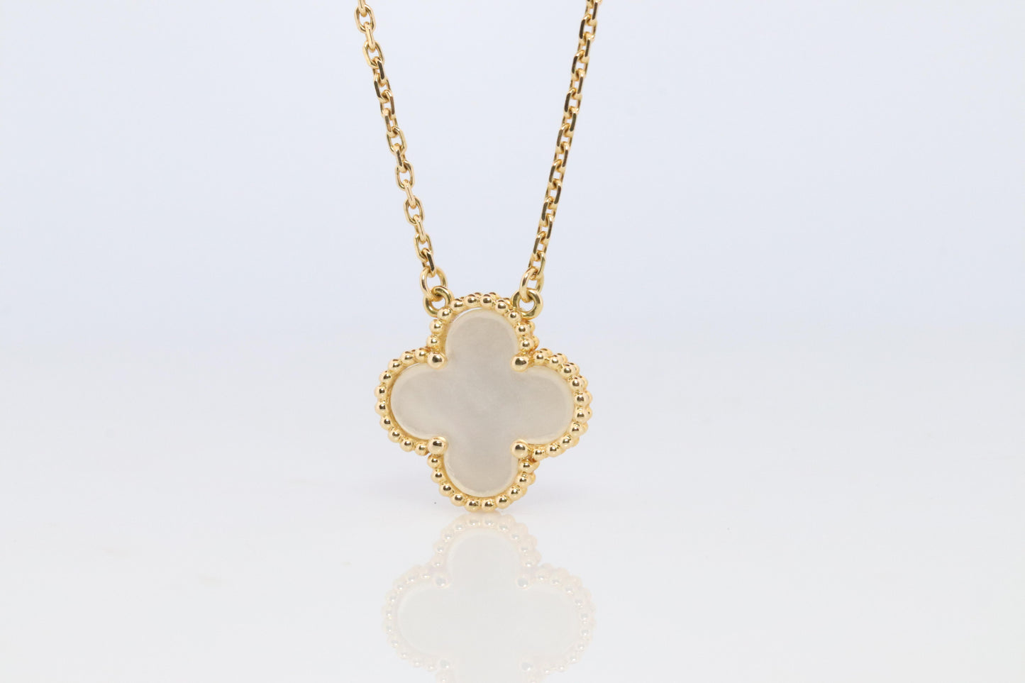 Van Cleef Arpels Alhambra Necklace . Genuine VCA 18k YG Vintage Shell Pendant