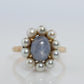 Mikimoto Star Sapphire Pearl Ring. 14k Mikimoto Sapphire Pearl Halo.