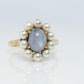 Mikimoto Star Sapphire Pearl Ring. 14k Mikimoto Sapphire Pearl Halo.