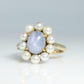 Mikimoto Star Sapphire Pearl Ring. 14k Mikimoto Sapphire Pearl Halo.