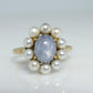 Mikimoto Star Sapphire Pearl Ring. 14k Mikimoto Sapphire Pearl Halo.