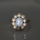 Mikimoto Star Sapphire Pearl Ring. 14k Mikimoto Sapphire Pearl Halo.