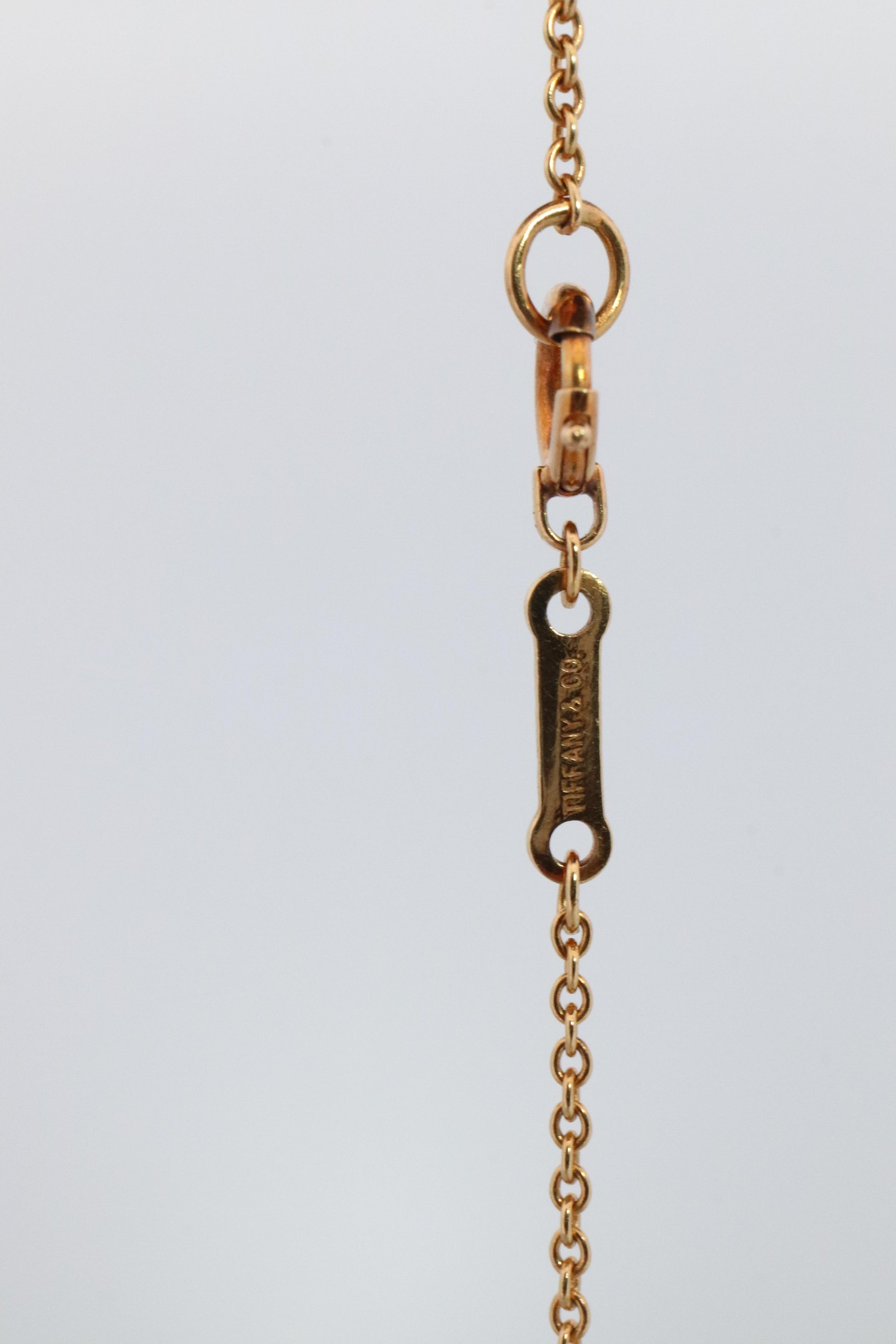 Tiffany & Co. Jade 18k Gold Chain and Bean Pendant Necklace. Nephrite Jade Bean