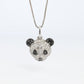 18k Panda Face Pendant. 18k WG Diamond 3D Diamond Head Necklace
