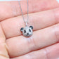 18k Panda Face Pendant. 18k WG Diamond 3D Diamond Head Necklace